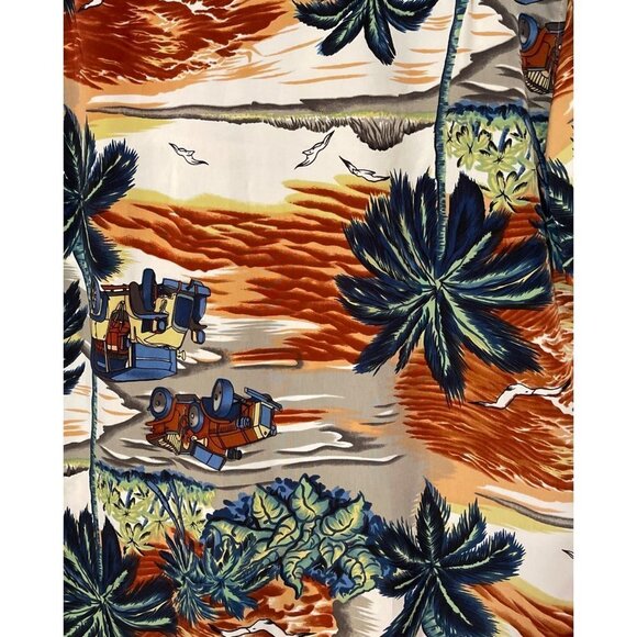 RESERVOIR Hawaiian Style Men's Button Shirt Large Palm Trees Tropical Beach NWOT - Picture 7 of 10
